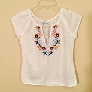 Abercrombie & Fitch | White Floral Embroidered Top